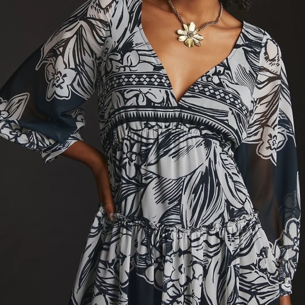 Anthropologie Vineet Bahl Tiered Long-Sleeve Dress - Picture 6 of 9